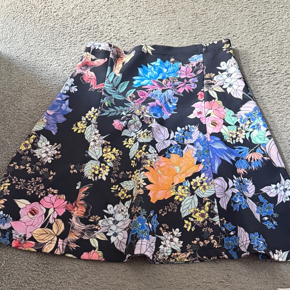 Milano medium women Black Floral Circle Skirt with Multicolor Blooms